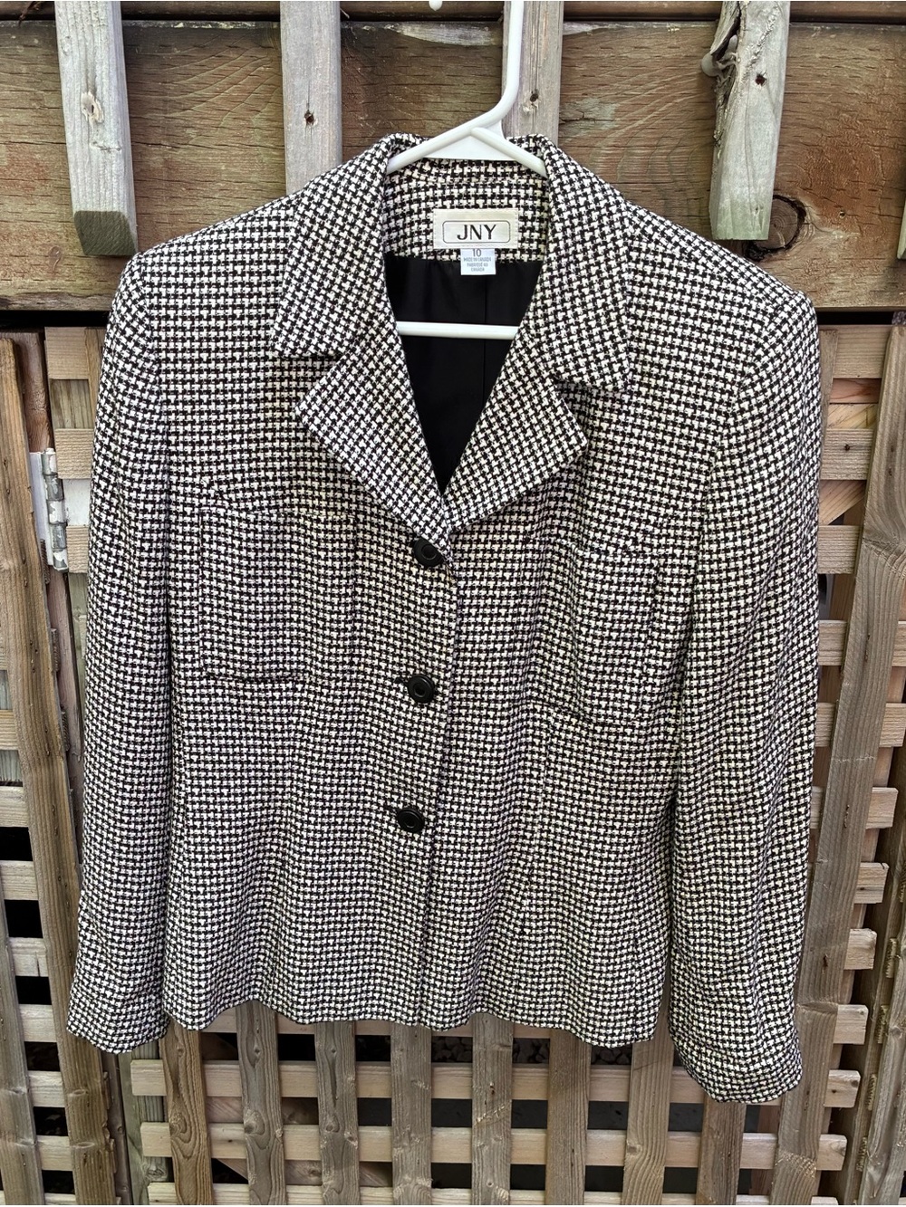 Jones New York Black and White Houndstooth Blazer